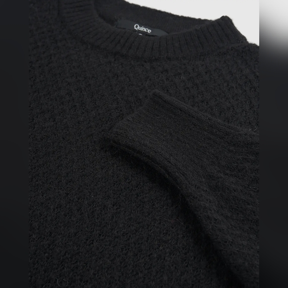 NWT Quince Baby Alpaca-Wool Diamond Stitch Crew Black Sz XS - Picture 8 of 12